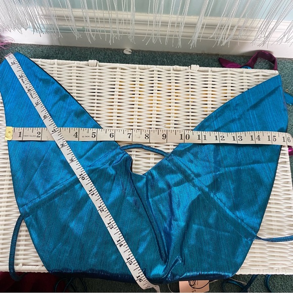 Blue Metallic Halter Top NWT Size S - Picture 12 of 12